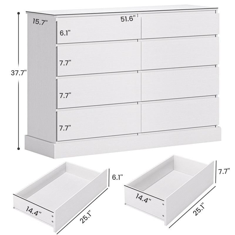 Sikaic 8 Drawers Long Double Dresser with Storage Organizer Bedroom Furniture Organization Cabinet Modern Aesthetic Dark Interior