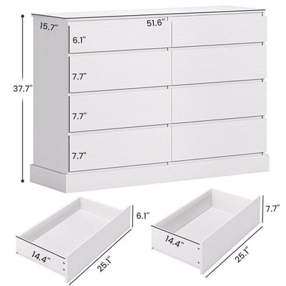 Sikaic 8 Drawers Long Double Dresser with Storage Organizer Bedroom Furniture Organization Cabinet Modern Aesthetic Dark Interior