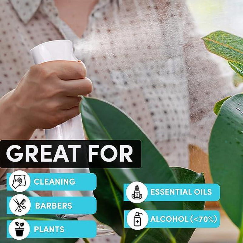 Continuous Spray Bottle with Ultra Fine Mist - Versatile Water Sprayer for Hair, Home Cleaning, Salons, Plants, Aromatherapy, and More - Hair Spray Bottle (Clear - 7.04Oz/200Ml)