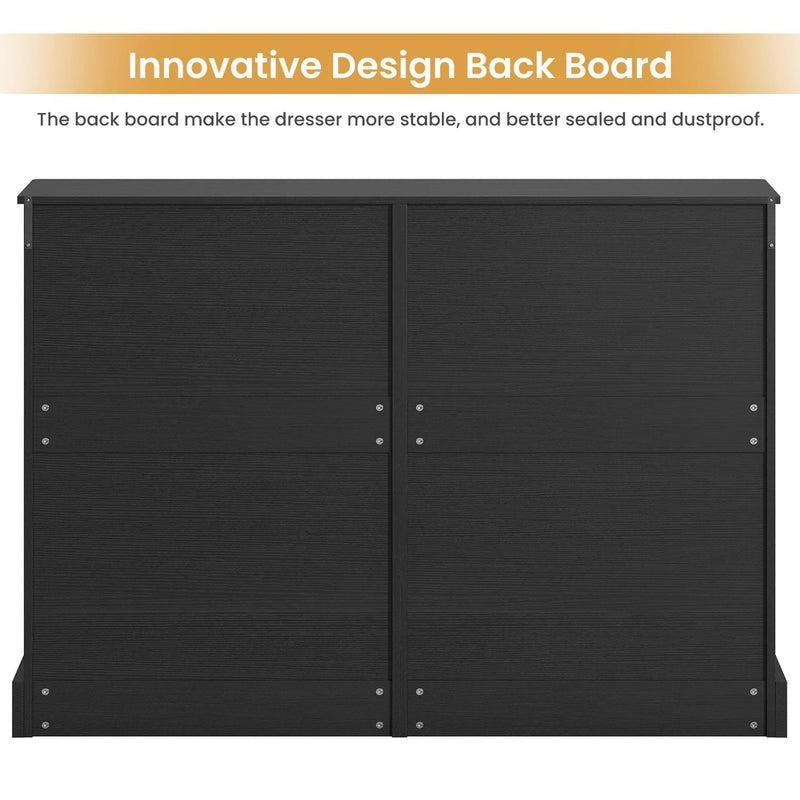 Sikaic 8 Drawers Long Double Dresser with Storage Organizer Bedroom Furniture Organization Cabinet Modern Aesthetic Dark Interior