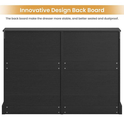 Sikaic 8 Drawers Long Double Dresser with Storage Organizer Bedroom Furniture Organization Cabinet Modern Aesthetic Dark Interior