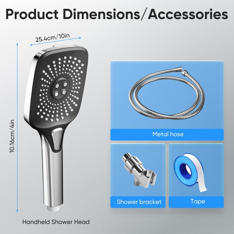 High Pressure 5-Mode Handheld Shower Head - Anti-Clog Nozzles, Built-In Power Wash to Clean Tub, Tile & Pets, Extra Long 6 Ft. Stainless Steel Hose,Bathroom Shower Set Dealsforyoudays