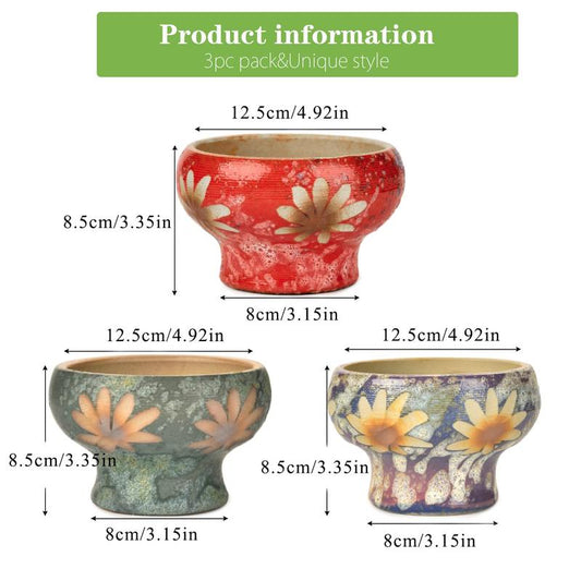 Sungmor Beautiful Handicrafts Ceramic Planters - Succulent Flower Pots with Drainage - Pretty Desktop Windowsill Landscape Flowerpot - Home & Office Decor Pots