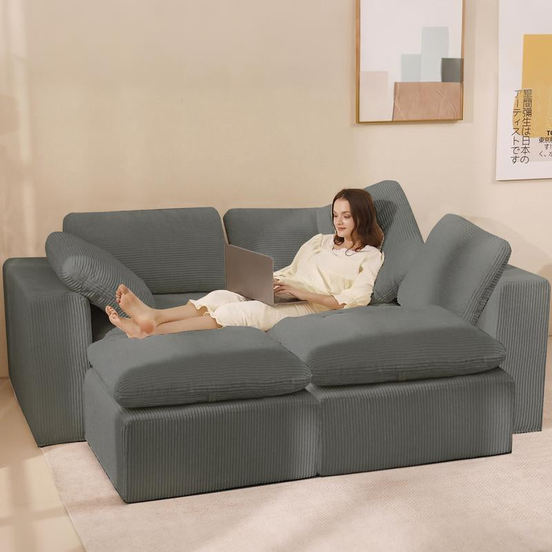 JUIKURY 113” Modular Sectional Sofa, Sponge Sectional Sofa Couch for Living Room, Modular L-Shape Sofa Couch with Chaise