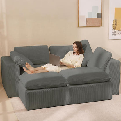 JUIKURY 113” Modular Sectional Sofa, Sponge Sectional Sofa Couch for Living Room, Modular L-Shape Sofa Couch with Chaise