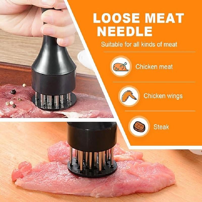 Kitchen Meat Tenderizer Tool with 48 Stainless Steel Ultra-Sharp Blades Compact Cooking Tool for Tenderizing Beef Chicken Turkey and Pork Home BBQ Kitchen Utensils Handheld Meat Tenderizer