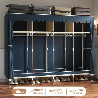 LEAIJIAFY Large Portable Armoire Wardrobe Closet with 4 Hanging Rods & Lockers Metal Storage Rack 16.7 in Wide for Clothes with Dust Cover Metal Garment Rack Portable Magnetic Wardrobe Closet Organizer Portable Large Closet Organizer