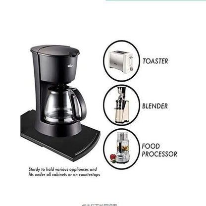 Kitchen Sliding Coffee Tray Mat Black under Cabinet Appliance Coffee Maker Toaster Kitchen Countertop Storage Mat with Wheels