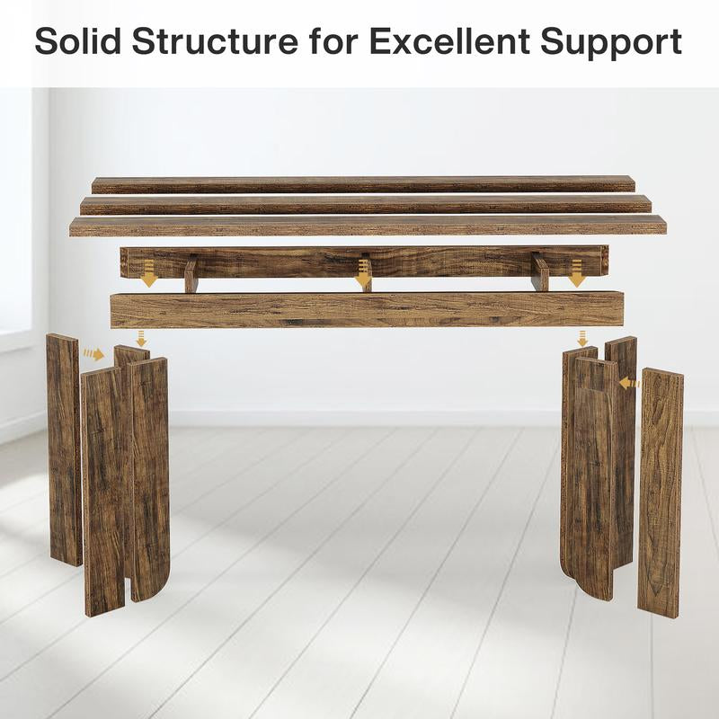 Tribesigns 70.9-Inch Extra Long Console Table, Rustic Brown, Farmhouse Style, Entryway Accent Table with Sturdy Double Pedestal, Entryway Accent