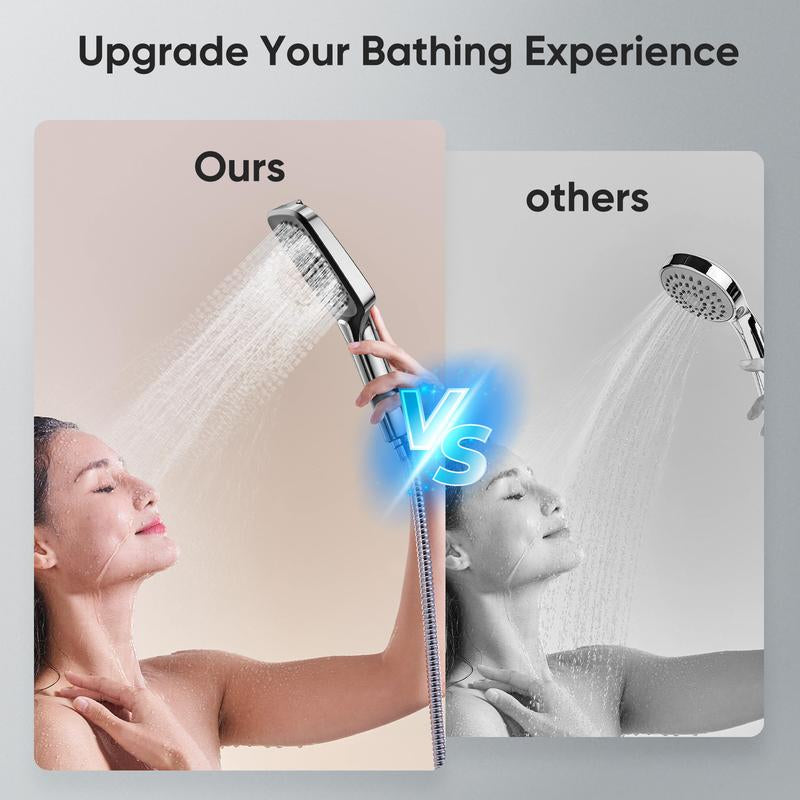 High Pressure 5-Mode Handheld Shower Head - Anti-Clog Nozzles, Built-In Power Wash to Clean Tub, Tile & Pets, Extra Long 6 Ft. Stainless Steel Hose,Bathroom Shower Set Dealsforyoudays
