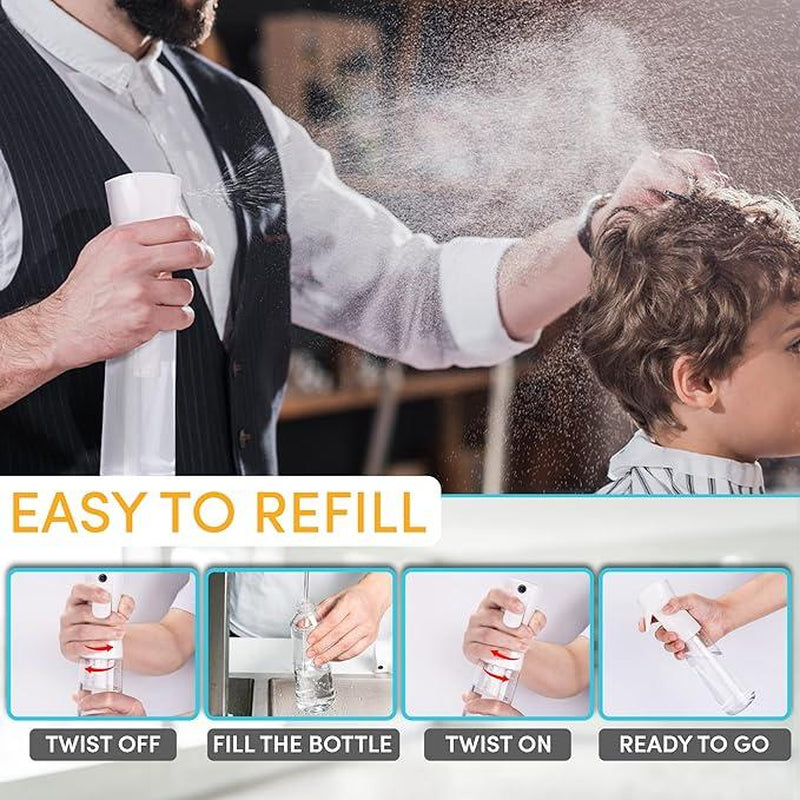 Continuous Spray Bottle with Ultra Fine Mist - Versatile Water Sprayer for Hair, Home Cleaning, Salons, Plants, Aromatherapy, and More - Hair Spray Bottle (Clear - 7.04Oz/200Ml)