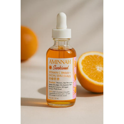 AMINNAH Sunkissed Vitamin C Boost Facial Serum - Daily Glow with Vitamin C, Aloe Vera, Jojoba Oil & Argan Oil for Hydration & Protection