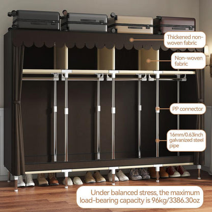LEAIJIAFY Large Portable Armoire Wardrobe Closet with 4 Hanging Rods & Lockers Metal Storage Rack 16.7 in Wide for Clothes with Dust Cover Metal Garment Rack Portable Magnetic Wardrobe Closet Organizer Portable Large Closet Organizer