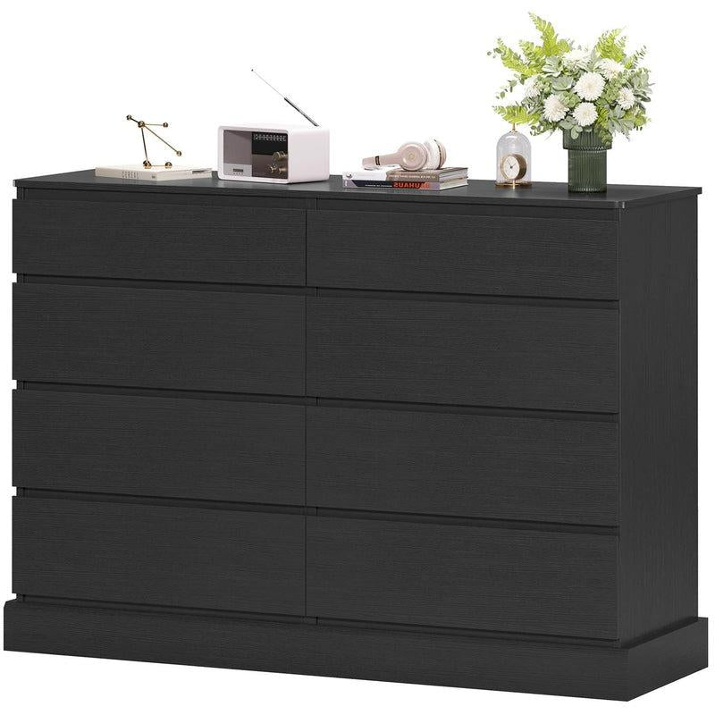 Sikaic 8 Drawers Long Double Dresser with Storage Organizer Bedroom Furniture Organization Cabinet Modern Aesthetic Dark Interior