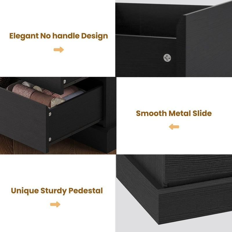 Sikaic 8 Drawers Long Double Dresser with Storage Organizer Bedroom Furniture Organization Cabinet Modern Aesthetic Dark Interior
