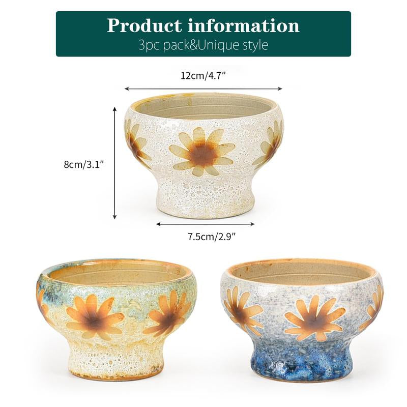 Sungmor Beautiful Handicrafts Ceramic Planters - Succulent Flower Pots with Drainage - Pretty Desktop Windowsill Landscape Flowerpot - Home & Office Decor Pots