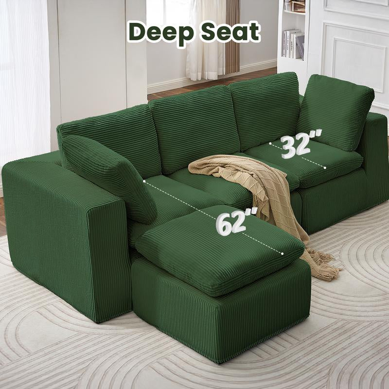 JUIKURY 113” Modular Sectional Sofa, Sponge Sectional Sofa Couch for Living Room, Modular L-Shape Sofa Couch with Chaise