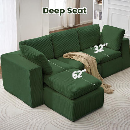 JUIKURY 113” Modular Sectional Sofa, Sponge Sectional Sofa Couch for Living Room, Modular L-Shape Sofa Couch with Chaise