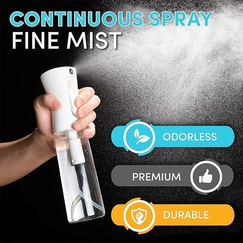 Continuous Spray Bottle with Ultra Fine Mist - Versatile Water Sprayer for Hair, Home Cleaning, Salons, Plants, Aromatherapy, and More - Hair Spray Bottle (Clear - 7.04Oz/200Ml)