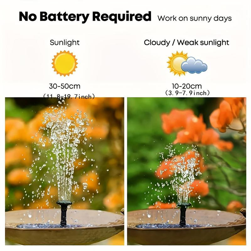 Solar Powered Fountain Pump, Outdoor Solar Bird Bath Fountain, Independent Floating Fountain, Suitable for Garden, Pond, Pool, Garden, Fish Tank, Decor