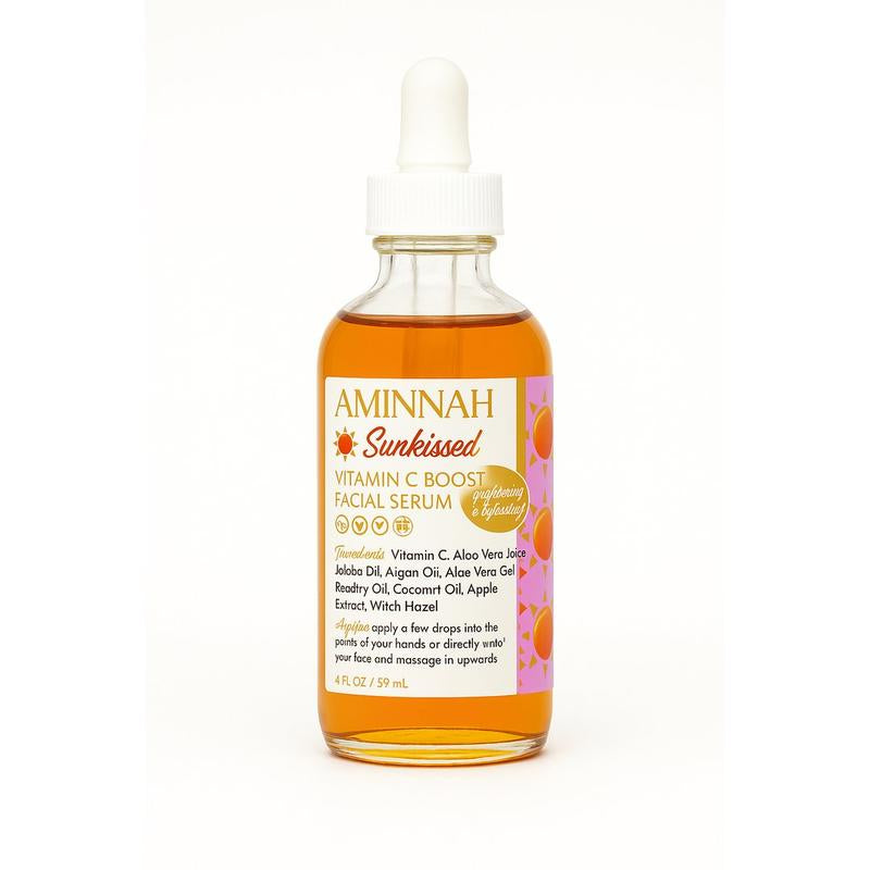 AMINNAH Sunkissed Vitamin C Boost Facial Serum - Daily Glow with Vitamin C, Aloe Vera, Jojoba Oil & Argan Oil for Hydration & Protection