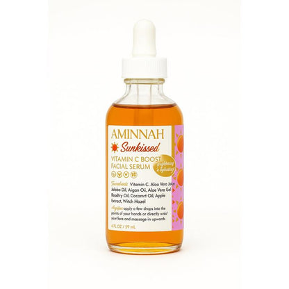AMINNAH Sunkissed Vitamin C Boost Facial Serum - Daily Glow with Vitamin C, Aloe Vera, Jojoba Oil & Argan Oil for Hydration & Protection