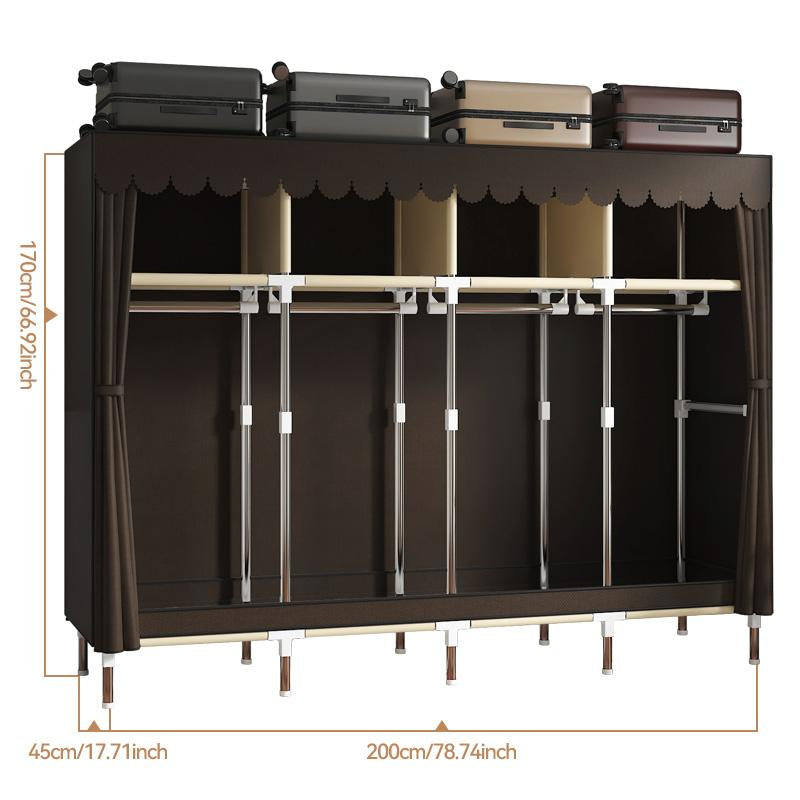LEAIJIAFY Large Portable Armoire Wardrobe Closet with 4 Hanging Rods & Lockers Metal Storage Rack 16.7 in Wide for Clothes with Dust Cover Metal Garment Rack Portable Magnetic Wardrobe Closet Organizer Portable Large Closet Organizer