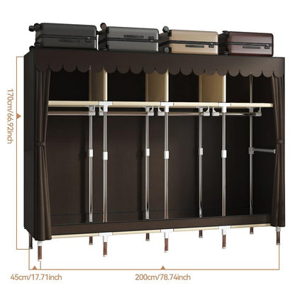 LEAIJIAFY Large Portable Armoire Wardrobe Closet with 4 Hanging Rods & Lockers Metal Storage Rack 16.7 in Wide for Clothes with Dust Cover Metal Garment Rack Portable Magnetic Wardrobe Closet Organizer Portable Large Closet Organizer