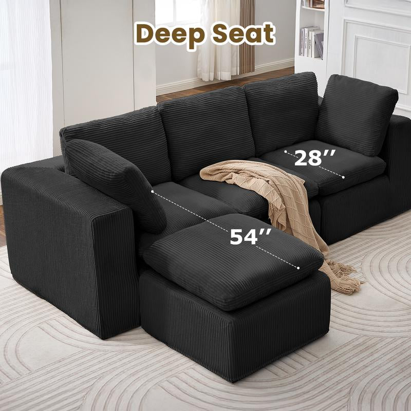 JUIKURY 113” Modular Sectional Sofa, Sponge Sectional Sofa Couch for Living Room, Modular L-Shape Sofa Couch with Chaise