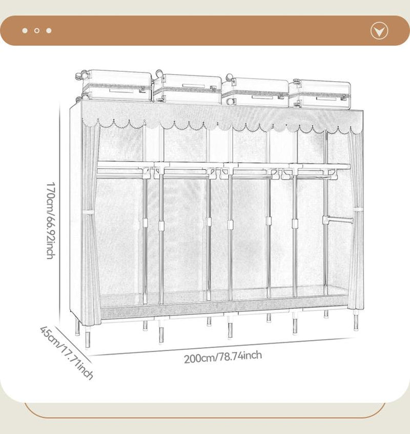 LEAIJIAFY Large Portable Armoire Wardrobe Closet with 4 Hanging Rods & Lockers Metal Storage Rack 16.7 in Wide for Clothes with Dust Cover Metal Garment Rack Portable Magnetic Wardrobe Closet Organizer Portable Large Closet Organizer