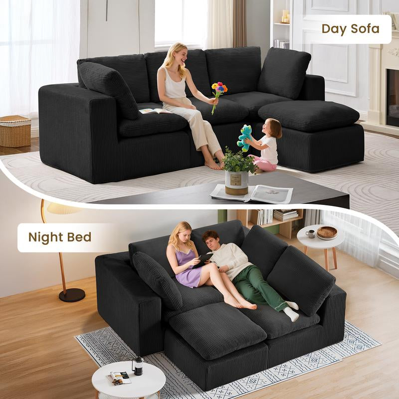 JUIKURY 113” Modular Sectional Sofa, Sponge Sectional Sofa Couch for Living Room, Modular L-Shape Sofa Couch with Chaise
