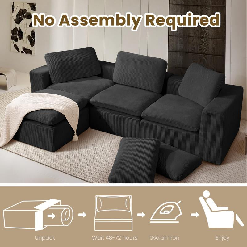 JUIKURY 113” Modular Sectional Sofa, Sponge Sectional Sofa Couch for Living Room, Modular L-Shape Sofa Couch with Chaise