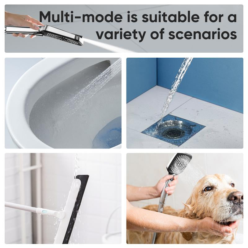 High Pressure 5-Mode Handheld Shower Head - Anti-Clog Nozzles, Built-In Power Wash to Clean Tub, Tile & Pets, Extra Long 6 Ft. Stainless Steel Hose,Bathroom Shower Set Dealsforyoudays