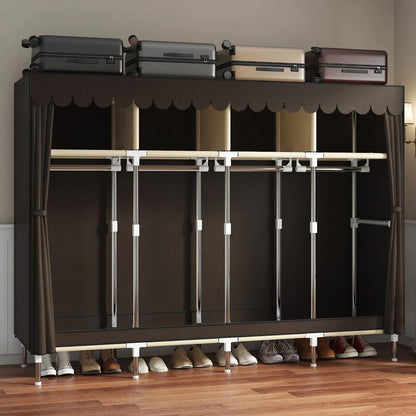 LEAIJIAFY Large Portable Armoire Wardrobe Closet with 4 Hanging Rods & Lockers Metal Storage Rack 16.7 in Wide for Clothes with Dust Cover Metal Garment Rack Portable Magnetic Wardrobe Closet Organizer Portable Large Closet Organizer