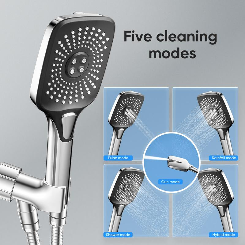 High Pressure 5-Mode Handheld Shower Head - Anti-Clog Nozzles, Built-In Power Wash to Clean Tub, Tile & Pets, Extra Long 6 Ft. Stainless Steel Hose,Bathroom Shower Set Dealsforyoudays