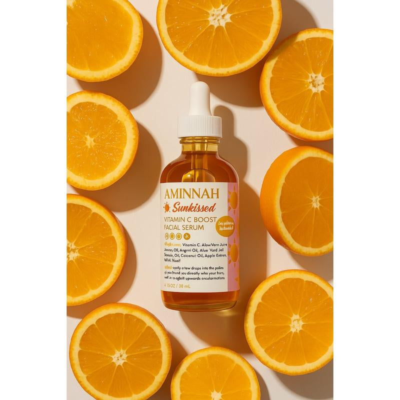 AMINNAH Sunkissed Vitamin C Boost Facial Serum - Daily Glow with Vitamin C, Aloe Vera, Jojoba Oil & Argan Oil for Hydration & Protection