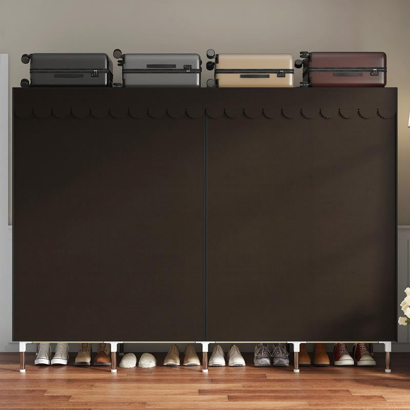 LEAIJIAFY Large Portable Armoire Wardrobe Closet with 4 Hanging Rods & Lockers Metal Storage Rack 16.7 in Wide for Clothes with Dust Cover Metal Garment Rack Portable Magnetic Wardrobe Closet Organizer Portable Large Closet Organizer