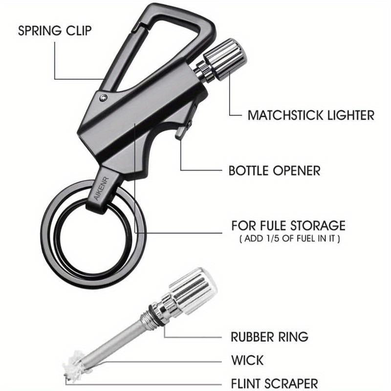 3 in 1 All-Metal Multi-Functional Tool Keychain Bottle Opener Waterproof Reusable for Outdoor Activities Travel Camping Parties & More Creative Gift Suitable for Both Men and Women