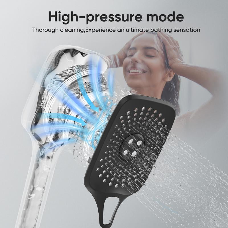 High Pressure 5-Mode Handheld Shower Head - Anti-Clog Nozzles, Built-In Power Wash to Clean Tub, Tile & Pets, Extra Long 6 Ft. Stainless Steel Hose,Bathroom Shower Set Dealsforyoudays