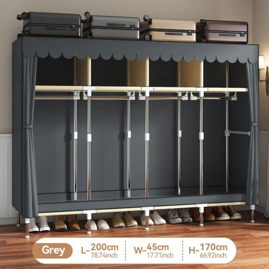 LEAIJIAFY Large Portable Armoire Wardrobe Closet with 4 Hanging Rods & Lockers Metal Storage Rack 16.7 in Wide for Clothes with Dust Cover Metal Garment Rack Portable Magnetic Wardrobe Closet Organizer Portable Large Closet Organizer