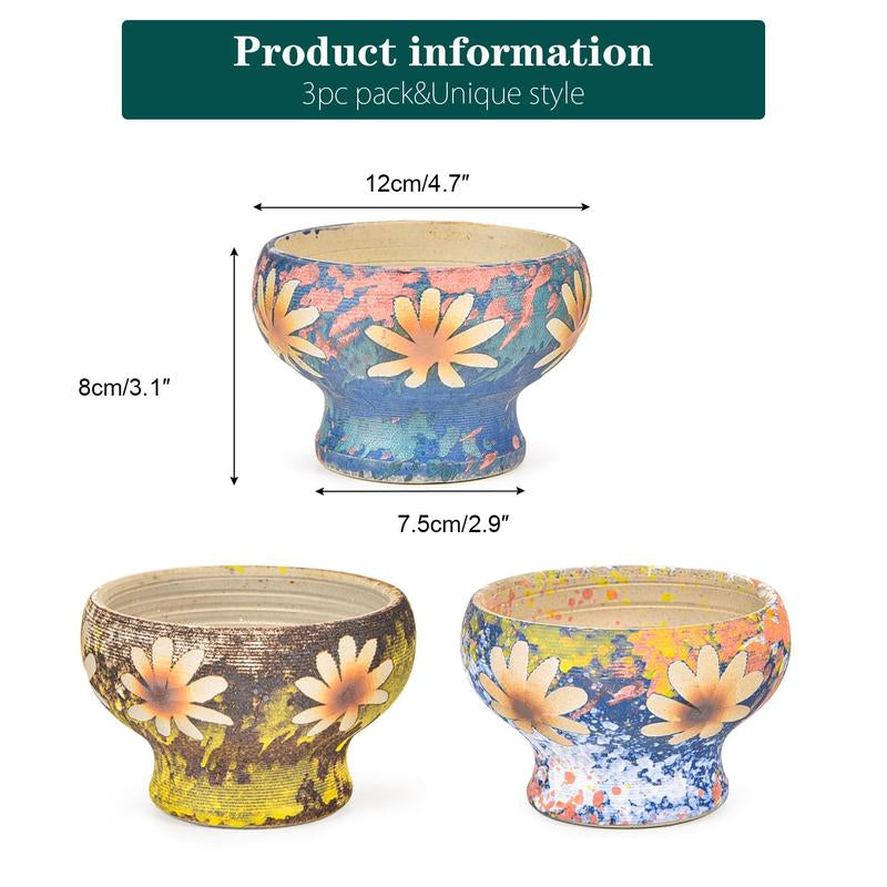 Sungmor Beautiful Handicrafts Ceramic Planters - Succulent Flower Pots with Drainage - Pretty Desktop Windowsill Landscape Flowerpot - Home & Office Decor Pots